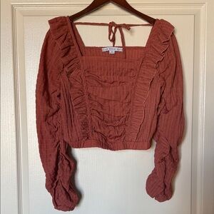 HYFVE Rust Ruffle Blouse